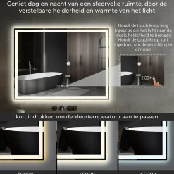 Lumoire Badkamerspiegel Met Verlichting - Tron - 120cm Rechthoekig - Anti Condens Verwarming