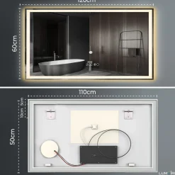 Lumoire Badkamerspiegel Met Verlichting - Tron - 120cm Rechthoekig - Anti Condens Verwarming