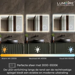 Lumoire Badkamerspiegel Met Verlichting - Tronvg - 80cm Rechthoekig - Anti Condens Verwarming