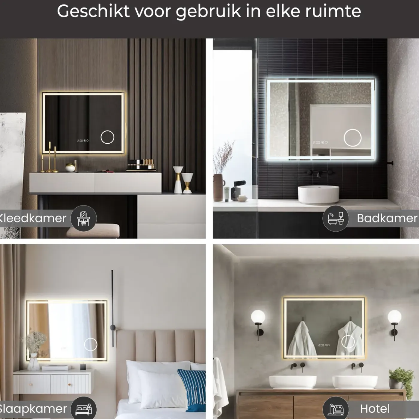 Lumoire Badkamerspiegel Met Verlichting - Tronvg - 80cm Rechthoekig - Anti Condens Verwarming