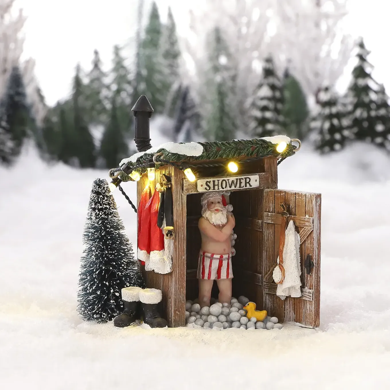Luville Kerstdorp Miniatuur Naakte Kerstman - L10xw8 -5xh11cm