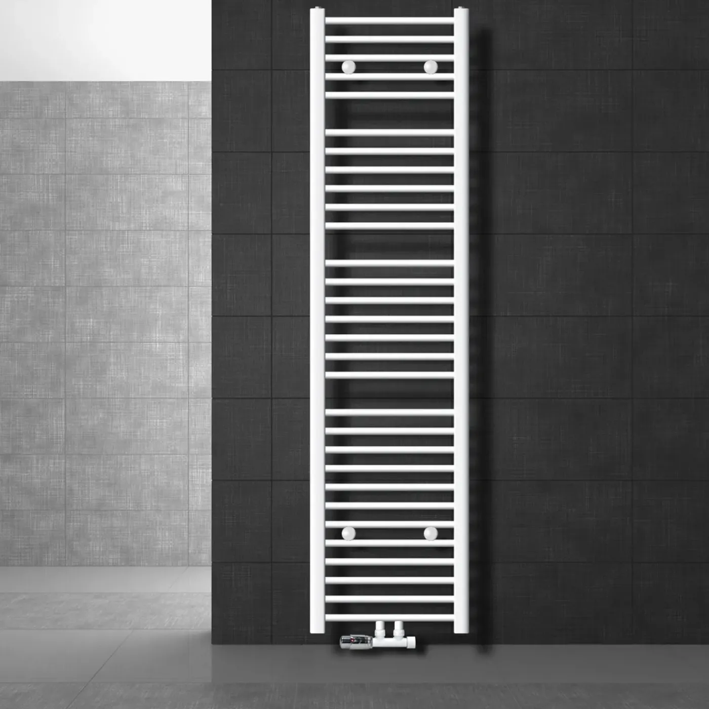 LuxeBath Badkamerradiator Sahara 400x1800 Mm, Wit, Recht Met Middenaansluiting