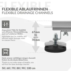 LuxeBath 90 cm 2in1 Douchegoot, Zilver, Roestvrij Staal