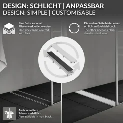 LuxeBath 90 cm 2in1 Douchegoot, Zilver, Roestvrij Staal