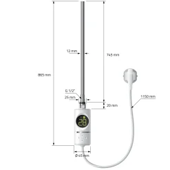 Luxebath Elektrische Badkamerkachel Sahara 750x1500 Mm Wit Rechte