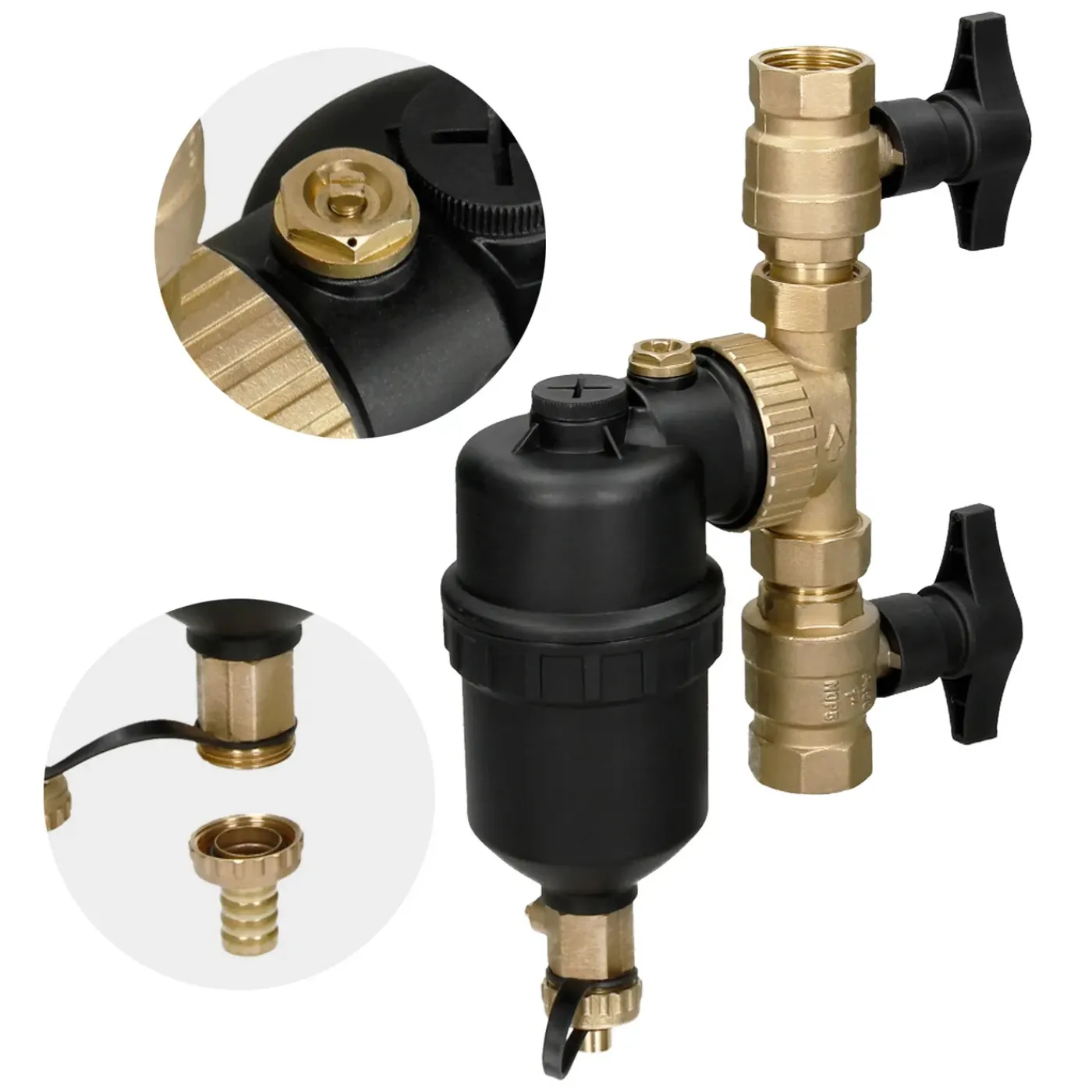 LuxeBath Magnetisch Filter 1 Op 3/4 Inch Messing Met Afsluitkleppen Voor Cv En Radiator