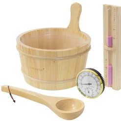 Luxebath Sauna Accessoireset Grenenhout 4 Delig Opgietemmer 4,5 L Thermometer Hygrometer