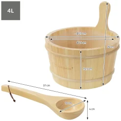 LuxeBath - Sauna Accessoires Set Van 2 - Dennenhout - Emmer 4 L Met Pollepel