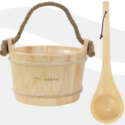 Luxebath - Sauna Accessoires Set Van 4 - Dennenhout - Emmer Met Lepels, Meter En Zandloper