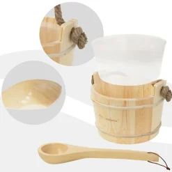 Luxebath - Sauna Accessoires Set Van 4 - Dennenhout - Emmer Met Lepels, Meter En Zandloper
