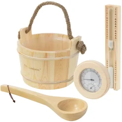 Luxebath - Sauna Accessoires Set Van 4 - Dennenhout - Emmer Met Lepels, Meter En Zandloper