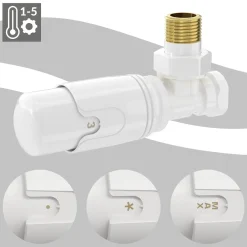 Luxebath Thermostatische Radiatorkraan 1/2 Inch Hoekmodel Wit Retourkoppeling Set