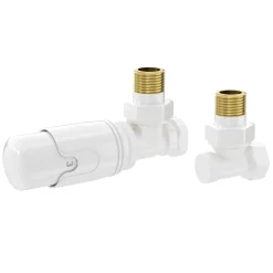 Luxebath Thermostatische Radiatorkraan 1/2 Inch Hoekmodel Wit Retourkoppeling Set
