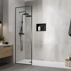 LuxeBath wandgemonteerde douchecabine, 20x30x10 cm, roestvrij staal, zwart