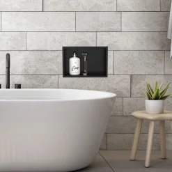 LuxeBath wandgemonteerde douchecabine, 20x30x10 cm, roestvrij staal, zwart
