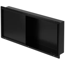 Luxebath Wandnis Douche Roestvrij Staal 25,5x55,5x10 Cm Zwart Met Deur En Plank