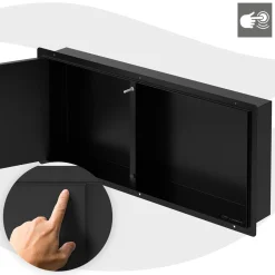 Luxebath Wandnis Douche Roestvrij Staal 25,5x55,5x10 Cm Zwart Met Deur En Plank