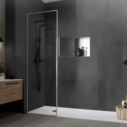 Luxebath Wandnis Douche Roestvrij Staal 25,5x25,5x10 Cm Zilver Met Deur En Plank