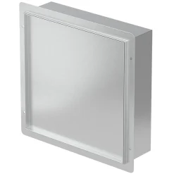 Luxebath Wandnis Douche Roestvrij Staal 25,5x25,5x10 Cm Zilver Met Deur En Plank