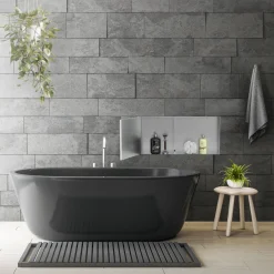 LuxeBath Wandnis Douche Roestvrij Staal 25,5x55,5x10 Cm Zilver Met Deur En Plank