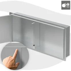 LuxeBath Wandnis Douche Roestvrij Staal 25,5x55,5x10 Cm Zilver Met Deur En Plank