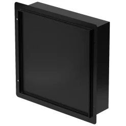 LuxeBath Wandnis Douche Roestvrij Staal 25,5x25,5x10 Cm Zwart Met Deur En Plank