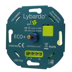 Lybardo - Led Dimmer - Met Zwarte Afdekplaat - 3-200w - Universeel - Inbouw