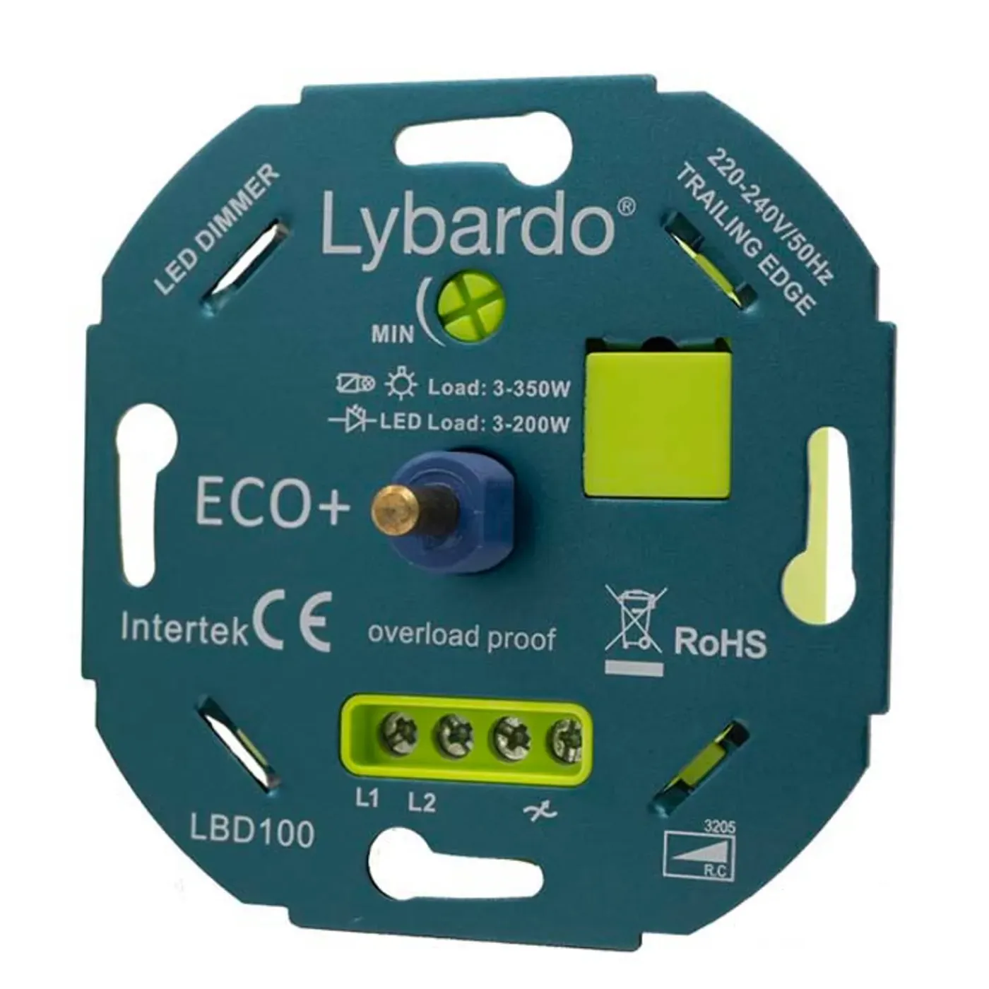 Lybardo - Led Dimmer - Met Zwarte Afdekplaat - 3-200w - Universeel - Inbouw