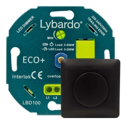 Lybardo - Led Dimmer - Met Zwarte Afdekplaat - 3-200w - Universeel - Inbouw