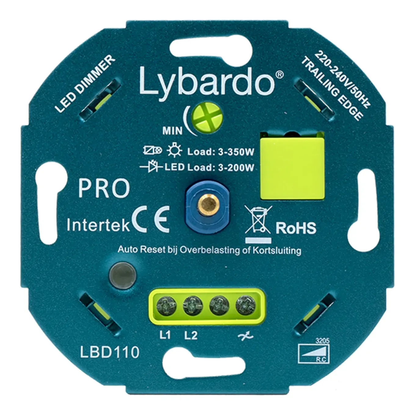 Lybardo - Led Dimmer Pro - Met Afdekplaat - 3-200w - Elektronische Zekering - Universeel - Inbouw