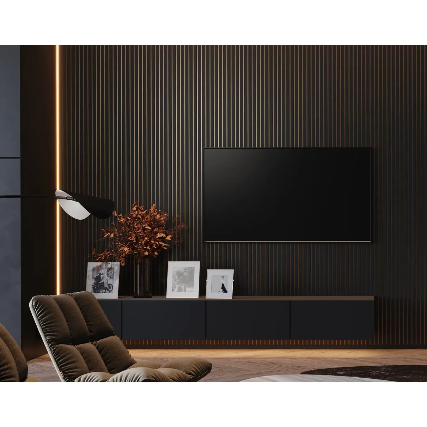 Maestro Latt Luxx lattenwand - Matte Black + Luxx - 277x30cm - 20mm - 2 stuks