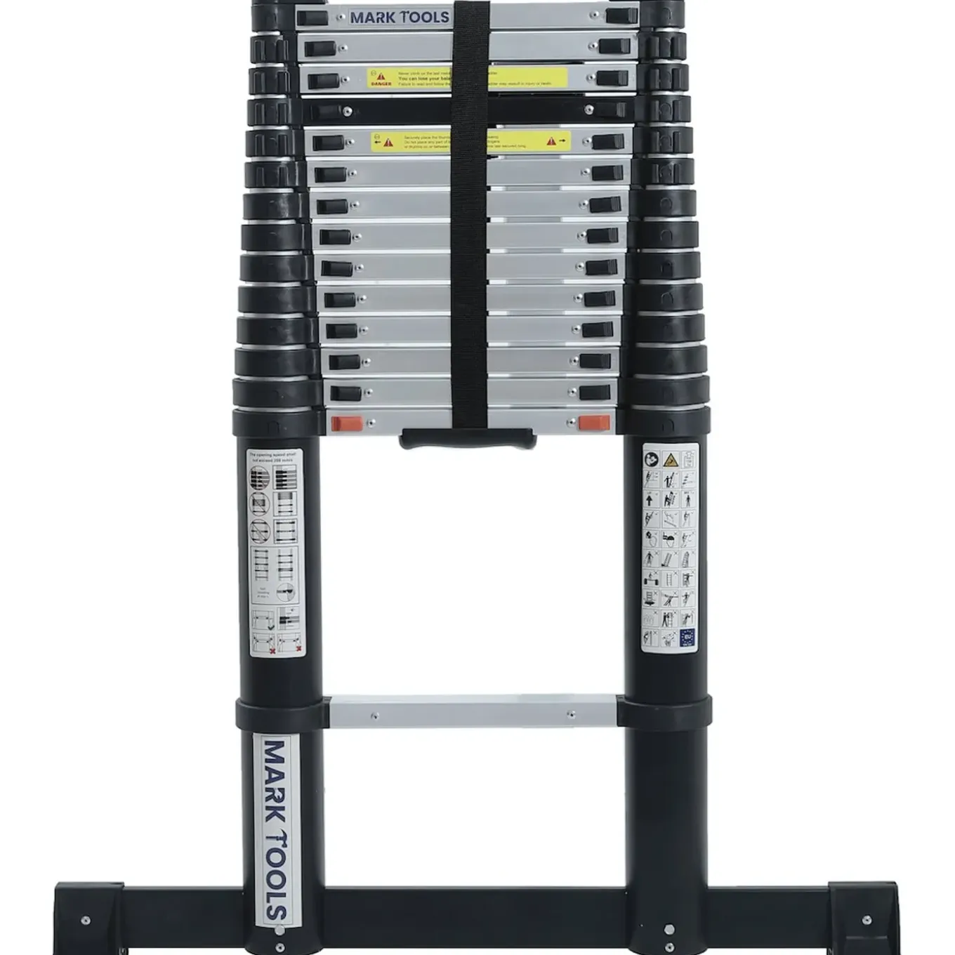 MARK TOOLS PRO Telescoopladder - 4,80 meter - met Stabilisatie Balk en Soft closing