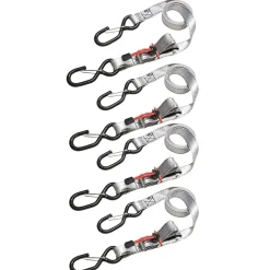 Master Lock Sjorband met Snelsluiting Grijs met S-haken - 1,8mx25mm - 4 stuks