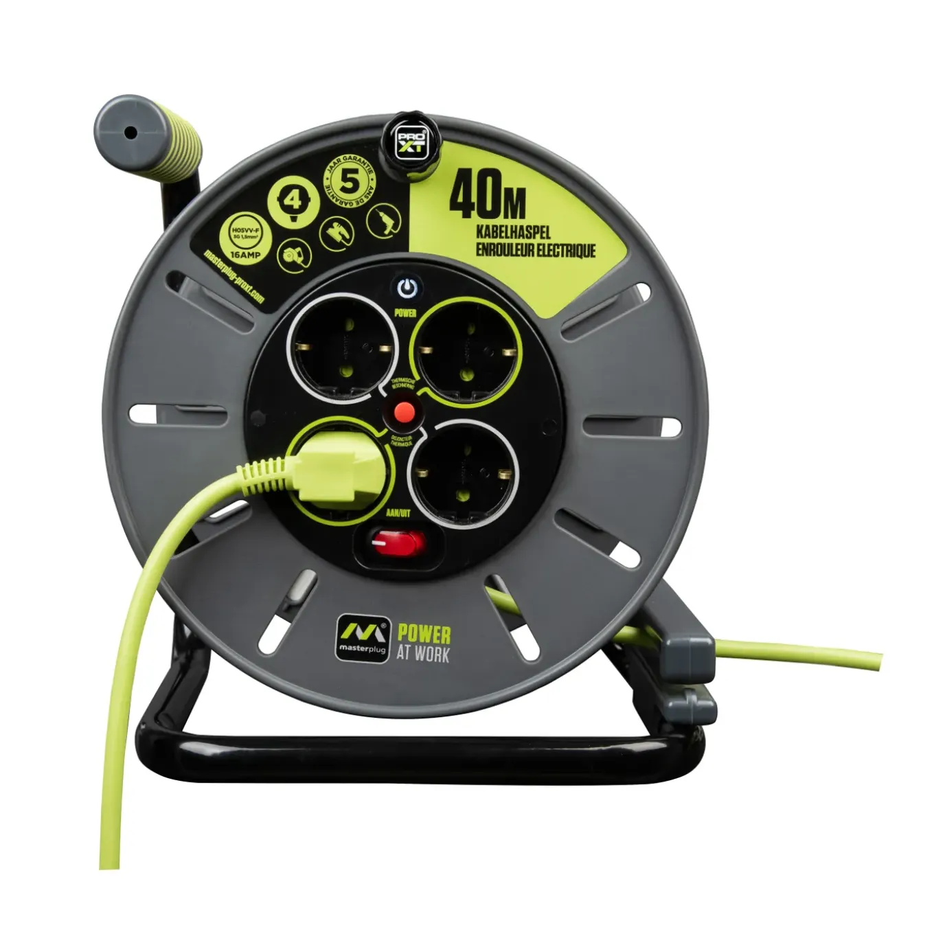 Masterplug Kabelhaspel - 40m - 4 stopcontacten - IP20