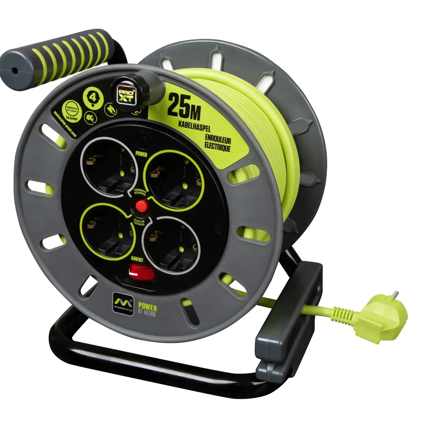 Masterplug Kabelhaspel - 25 m - 4 stopcontacten - IP20