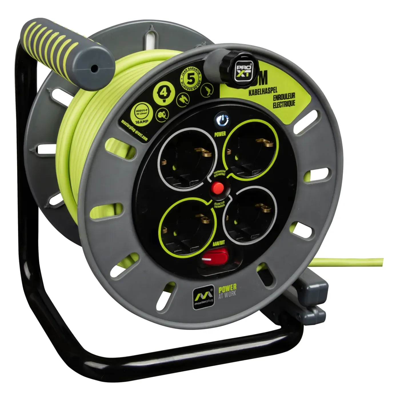 Masterplug Kabelhaspel - 25 m - 4 stopcontacten - IP20