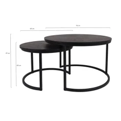 Maximavida Ronde Salontafel Set Chicago Xl Zwart 75 Cm - Pinewood Fineer