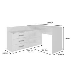 Maxy-shop Hoekbureau Creme Met Lades - 120x50x76cm