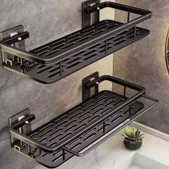MCBOSON Badkamerplank - Zwart - Geen Boren Nodig - 30 X 13 X 5,2 Cm