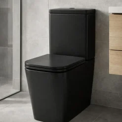 Merovique - Staande Wc - Incl Zitting - Mat Zwart - 67cm
