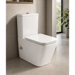 MEROVIQUE - Staande Wc Met Bidet - Incl Zitting - Wit - 67cm