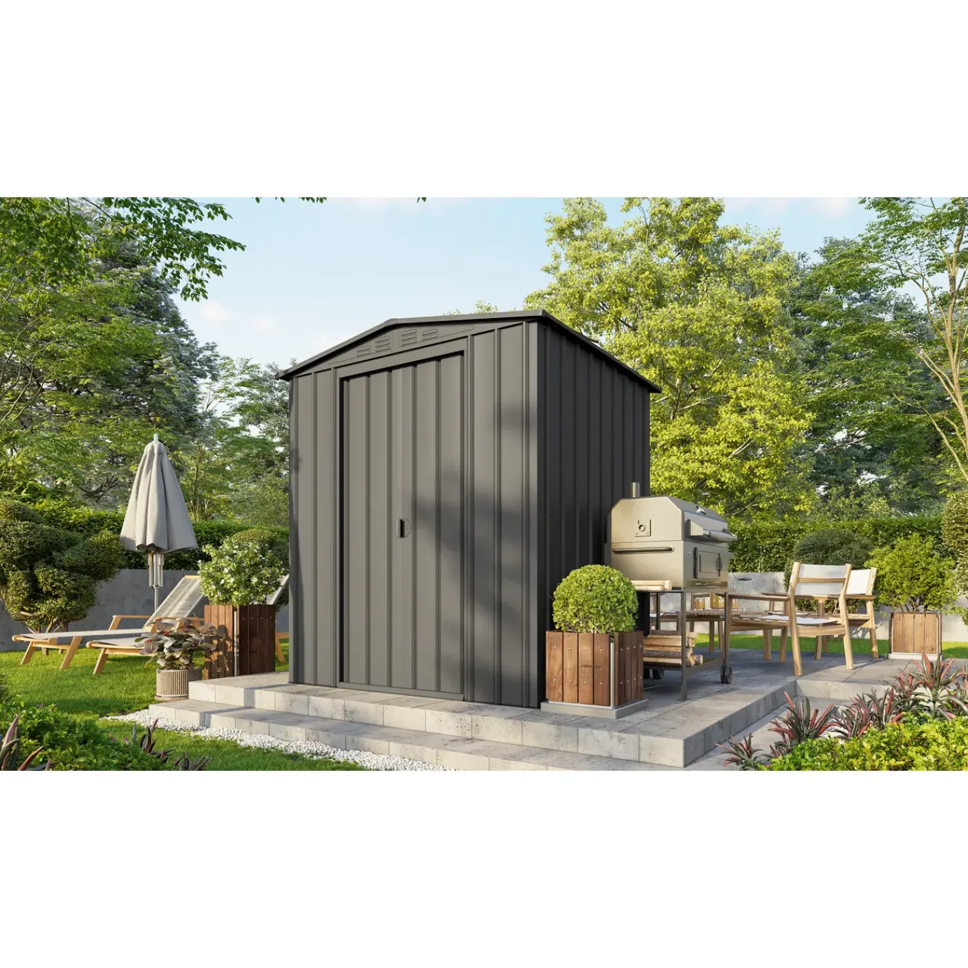 Overig Metalen Tuinhuis Dream - Antraciet - 184x154cm - Dubbele Deur