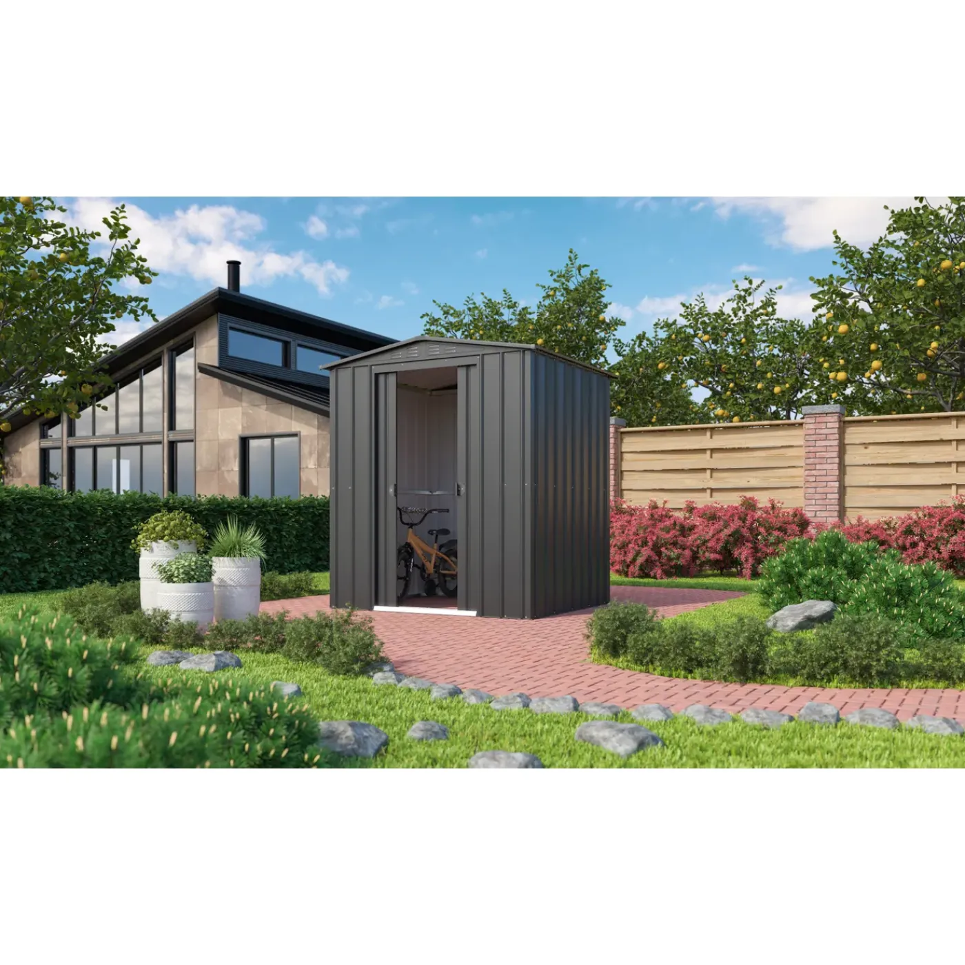 Overig Metalen Tuinhuis Dream - Antraciet - 184x154cm - Dubbele Deur