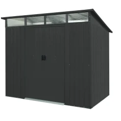 Metalen Tuinhuis Lübeck - Antraciet Mat - 238x194cm - Dubbele Deur - met Lessenaarsdak