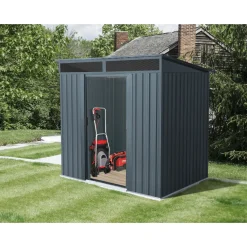Overig Metalen Tuinhuis Lüttich - Antraciet Mat - 195x151cm - Dubbele Deur - met Lessenaarsdak