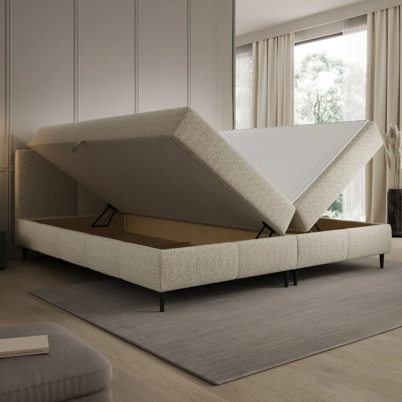 Meubella Boxspring Brisa - Teddystof Beige - 200x200 Cm