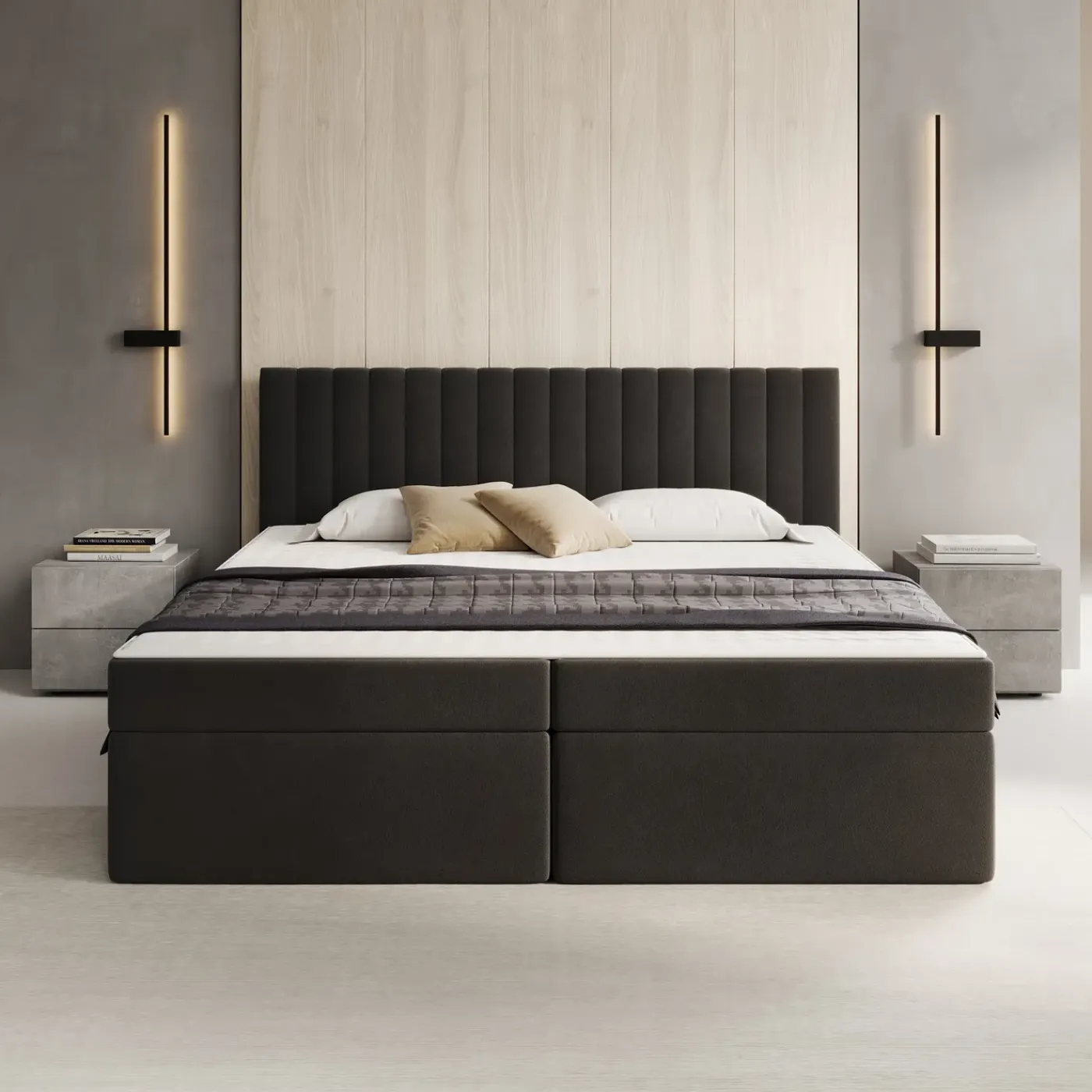 Meubella Boxspring Taiko - Stof Zwart - 180x200 Cm