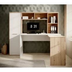 Meubella Bureau Elze - Eiken - Wit - 173x66x116 Cm