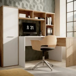 Meubella Bureau Elze - Eiken - Wit - 173x66x116 Cm