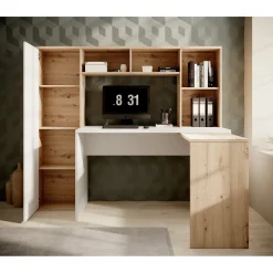 Meubella Bureau Elze - Eiken - Wit - 173x66x116 Cm